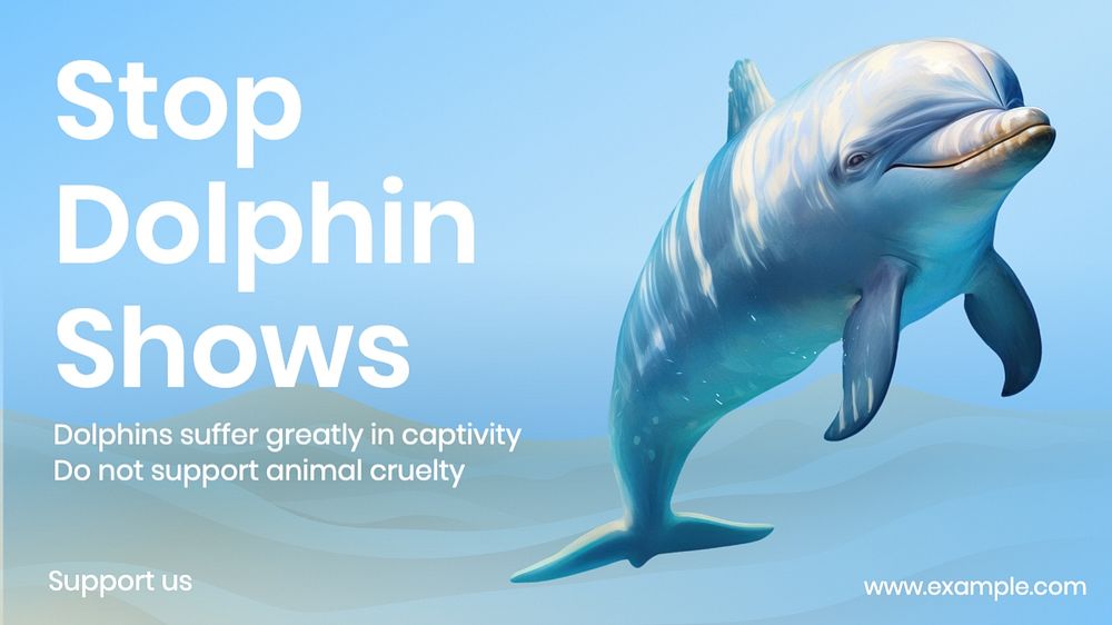 Stop dolphin show blog banner template, editable text