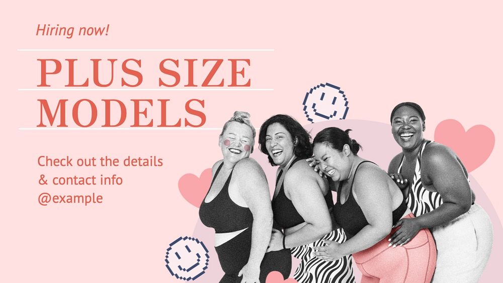 Plus size model blog banner template, editable text