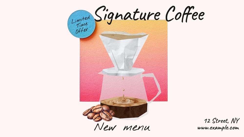 Signature coffee blog banner template, editable text