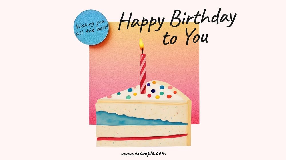 Happy birthday blog banner template, editable text