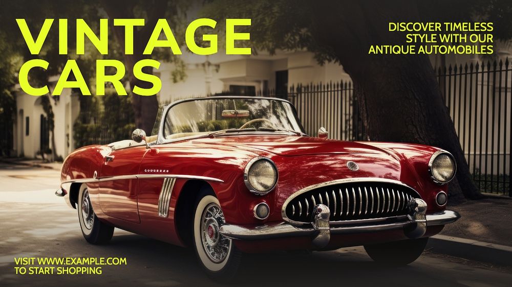 Vintage cars blog banner template, editable text