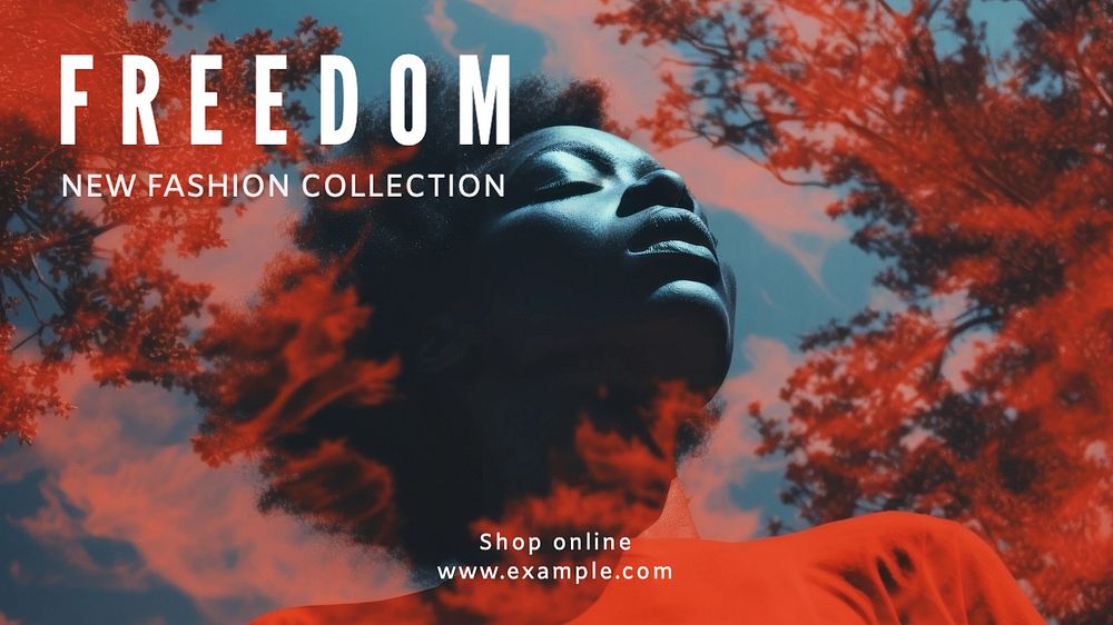 Freedom fashion blog banner template, editable text