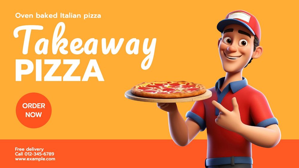 Takeaway pizza blog banner template, editable text