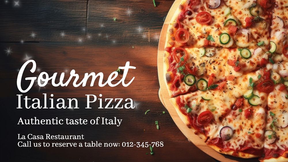 Gourmet Italian pizza blog banner template, editable text