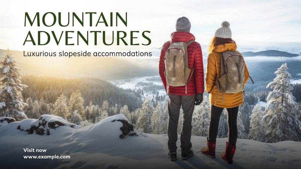 Mountain adventures blog banner template, editable text