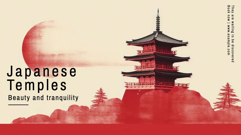 Japanese temples blog banner template, editable text