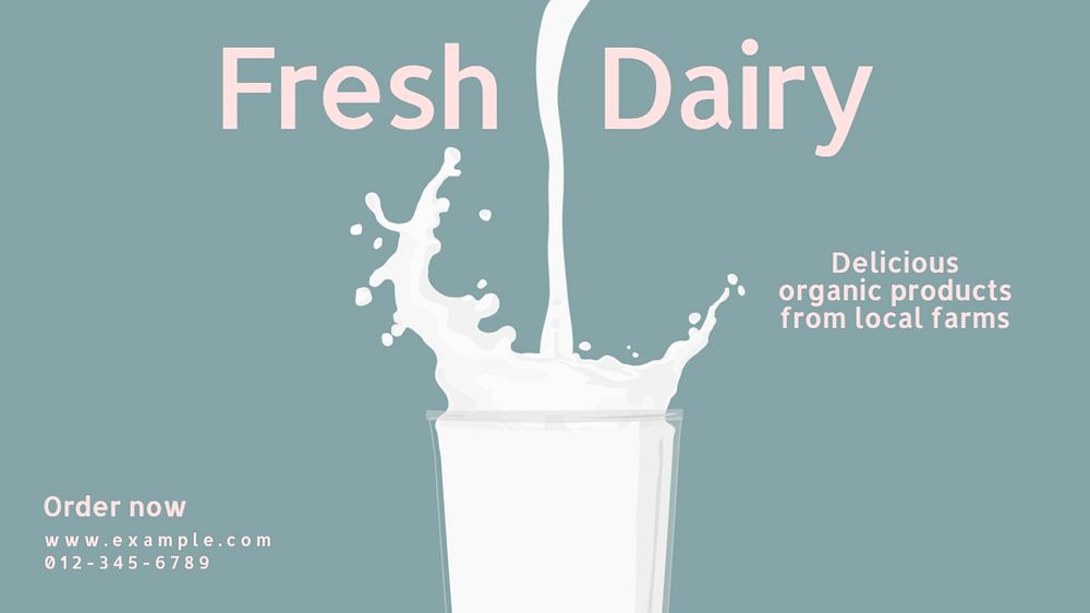 Fresh dairy blog banner template, editable text