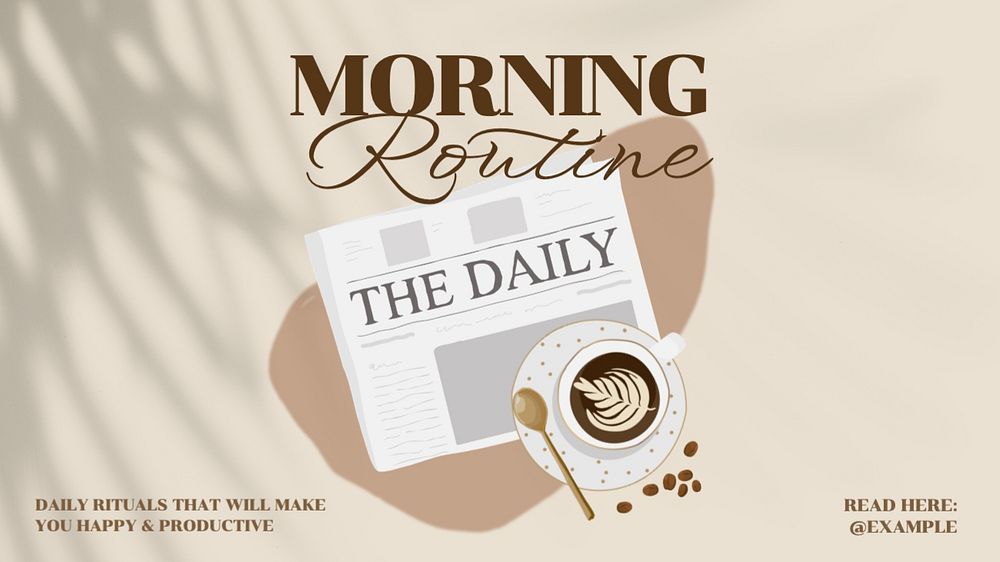 Morning routine blog banner template, editable text