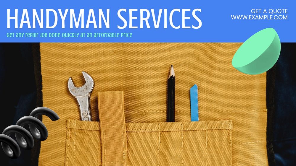 Handyman services blog banner template, editable text