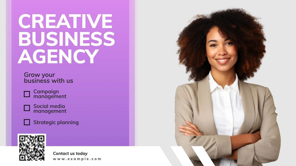 Creative business agency blog banner template, editable text