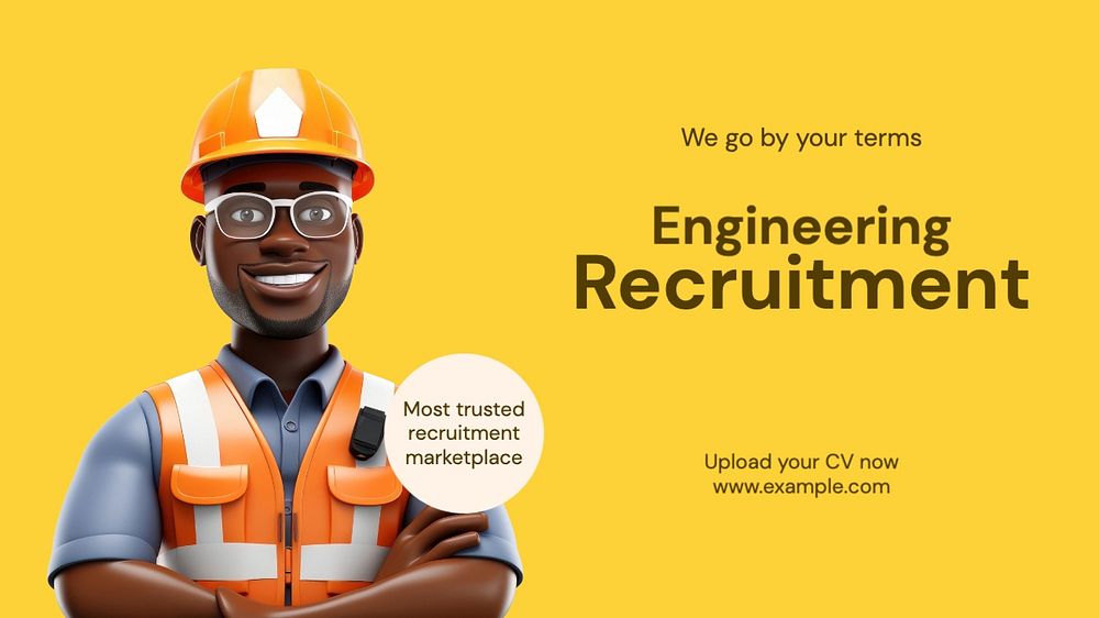 Engineering recruitment blog banner template, editable text