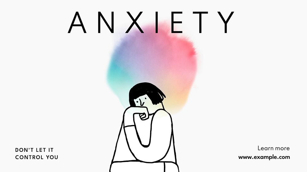 Anxiety blog banner template, editable text