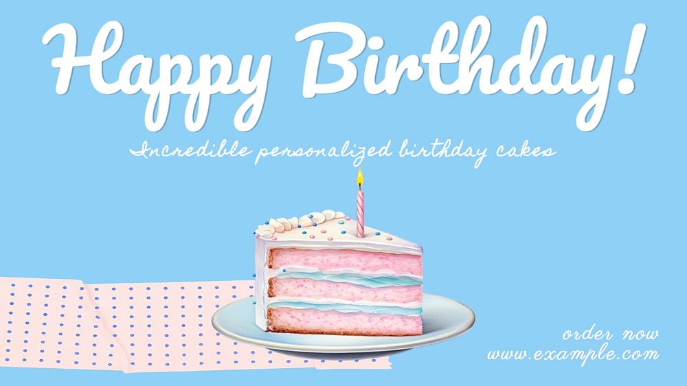 Happy birthday blog banner template, editable text