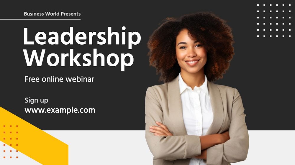 Leadership workshop blog banner template, editable text