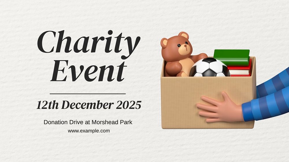 Charity event blog banner template, editable text