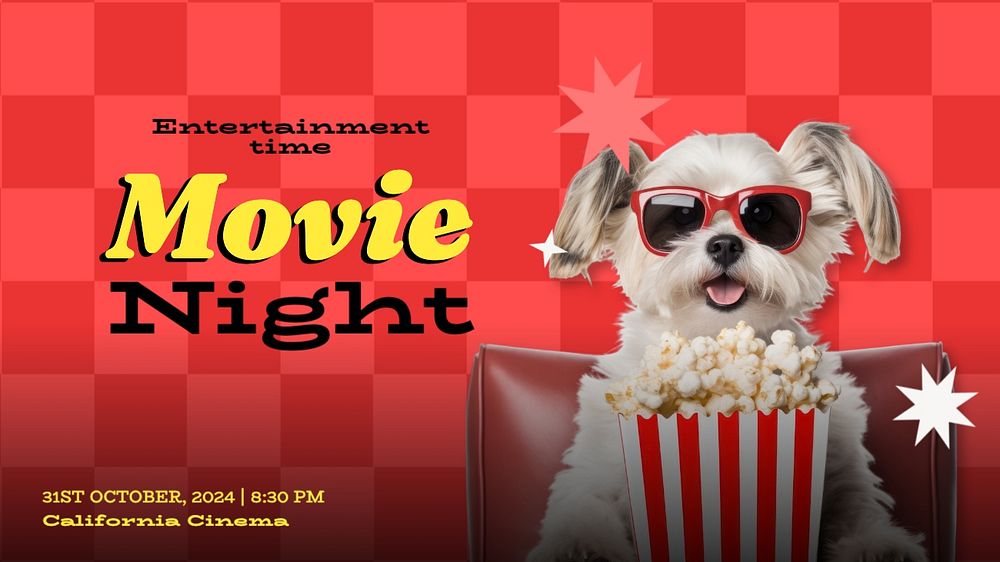 Movie night blog banner template, editable text