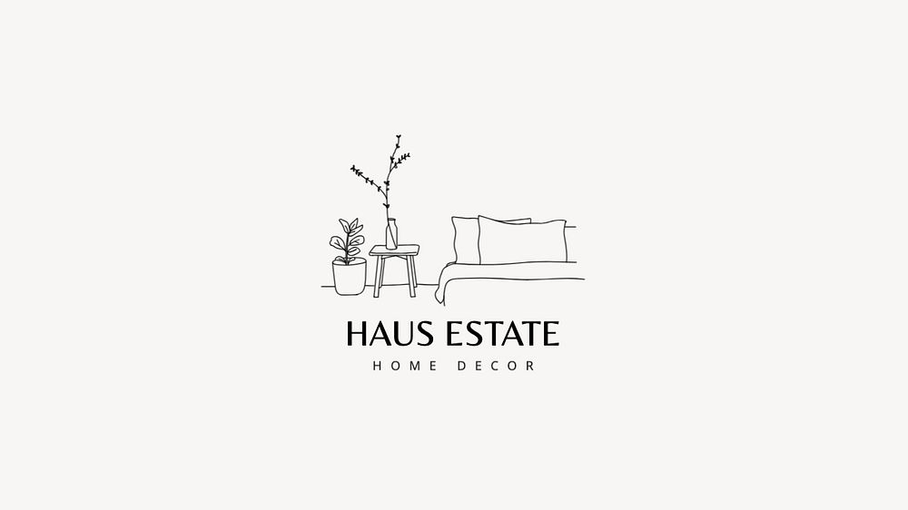 Home decor logo template, editable business branding text and design