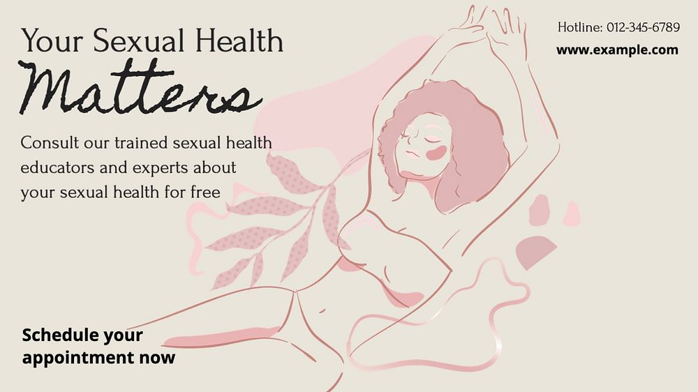 Sexual health advice blog banner template, editable text