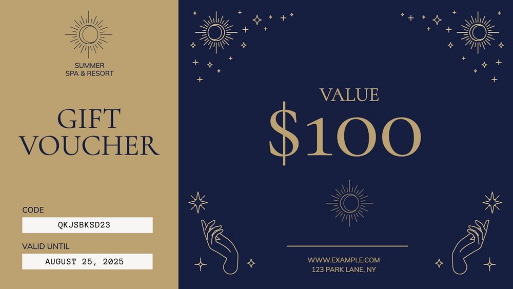 Spa resort voucher template