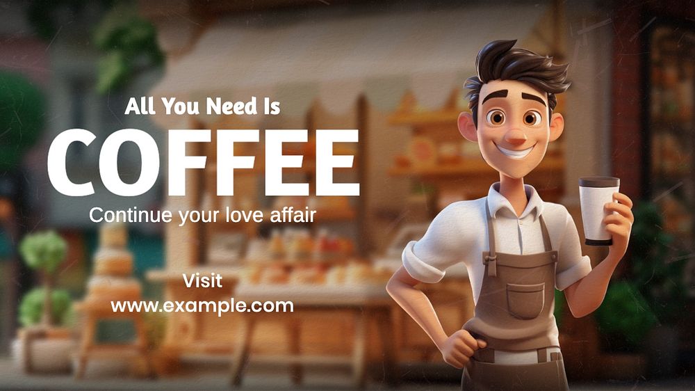 Coffee blog banner template, editable text