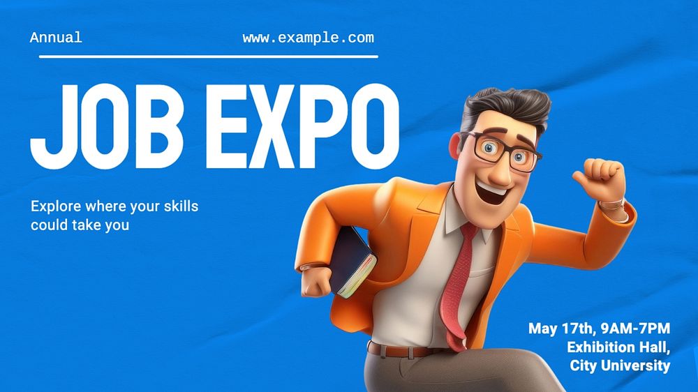 Job expo blog banner template, editable text