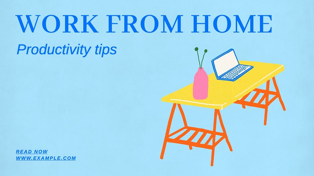 Home office careers blog banner template, editable text