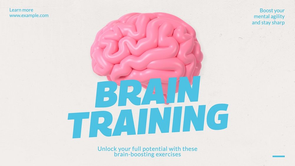 Brain training blog banner template, editable text