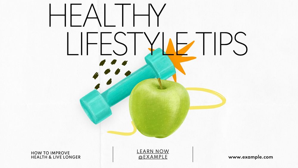 Healthy lifestyle tips blog banner template, editable text