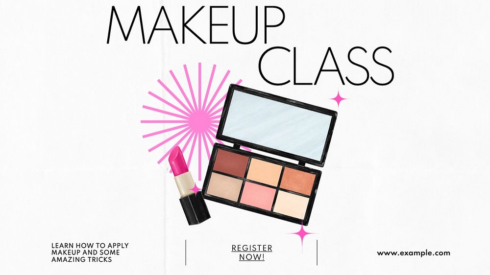 Makeup class blog banner template, editable text