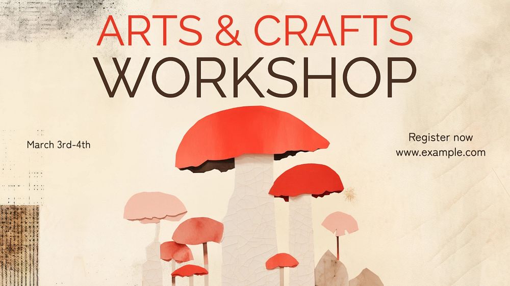 Art workshop blog banner template, editable text