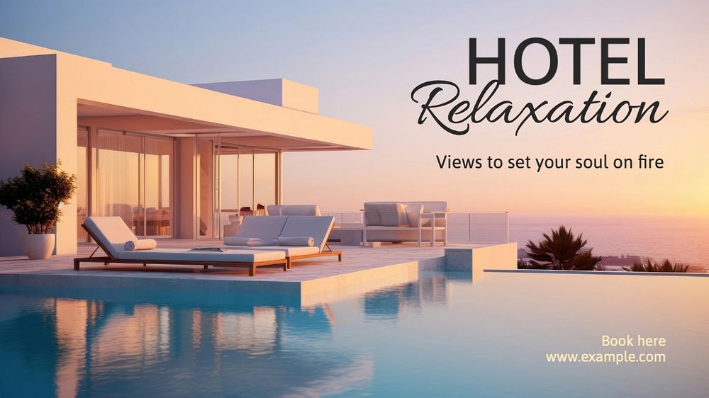 Hotel relaxation blog banner template, editable text