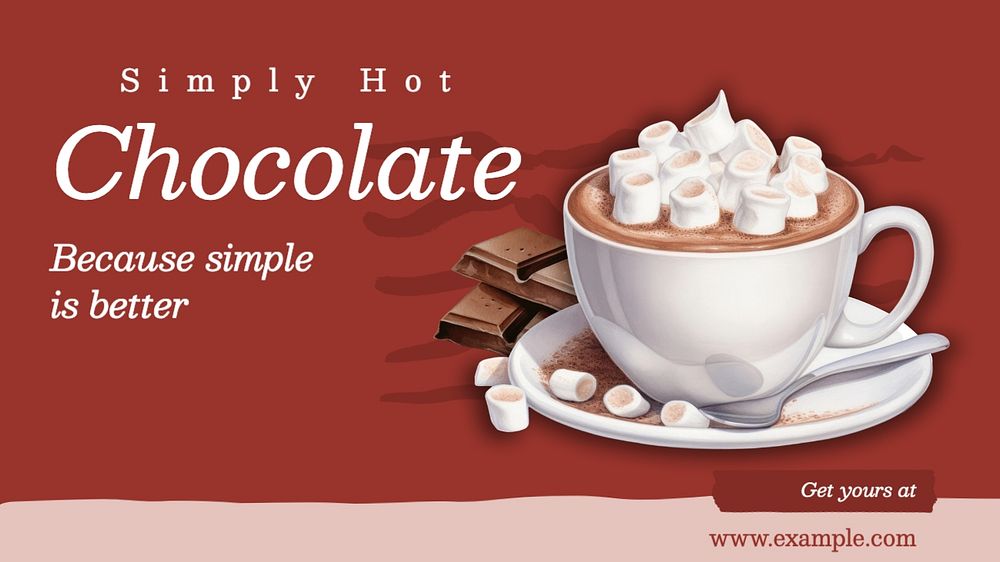 Hot chocolate blog banner template, editable text