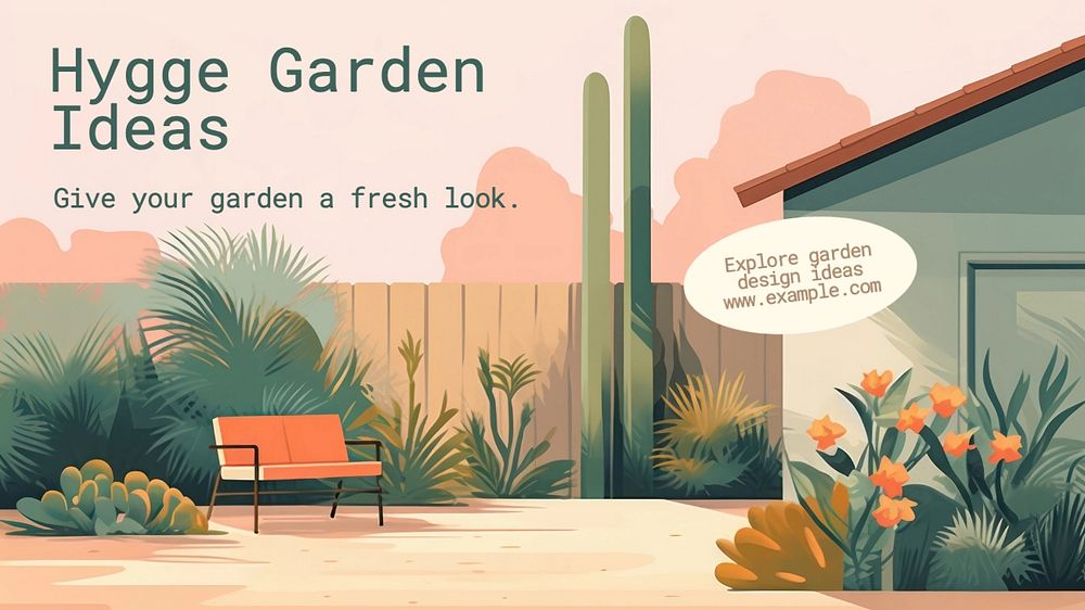 Hygge garden blog banner template, editable text