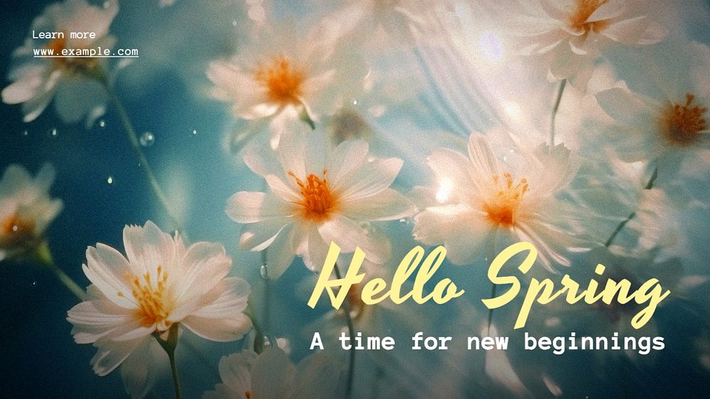 Hello spring blog banner template, editable text