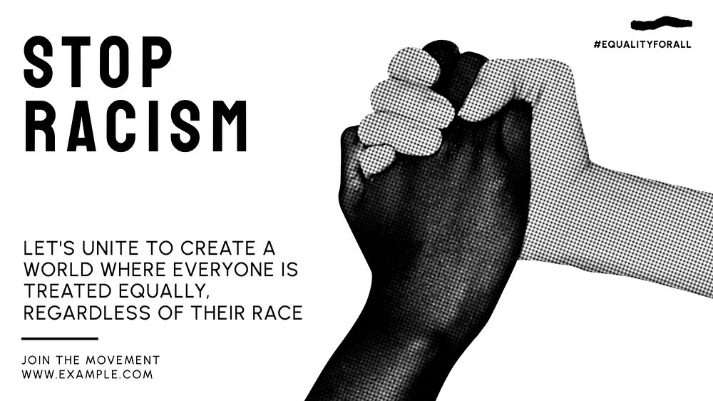 Stop racism blog banner template, editable text