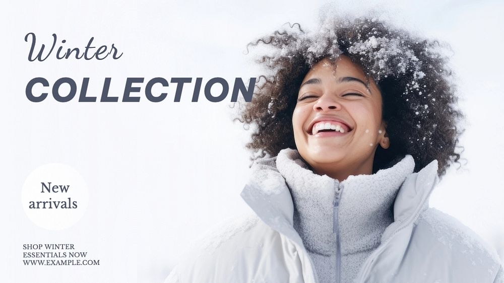 Winter collection blog banner template, editable text