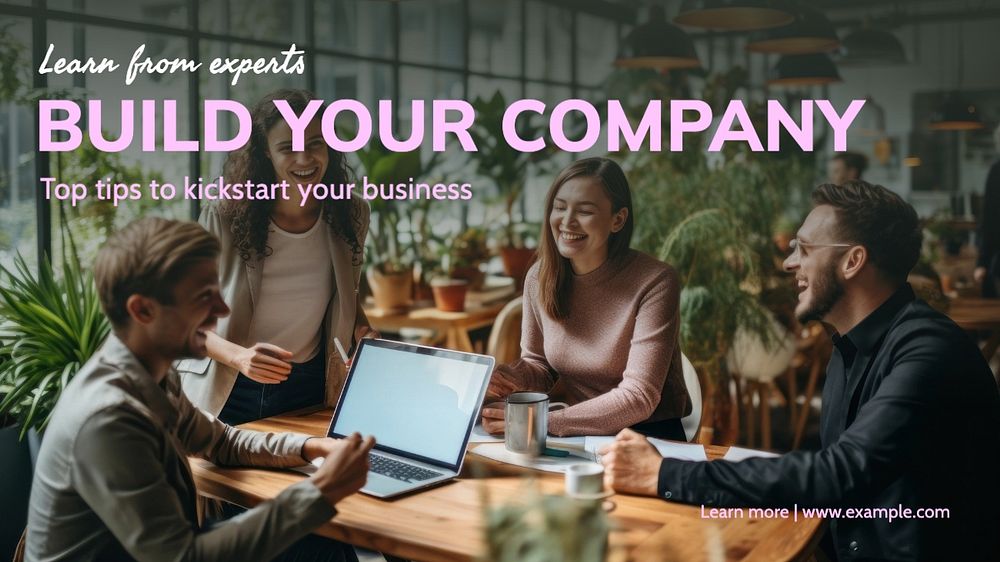 Build your company blog banner template, editable text