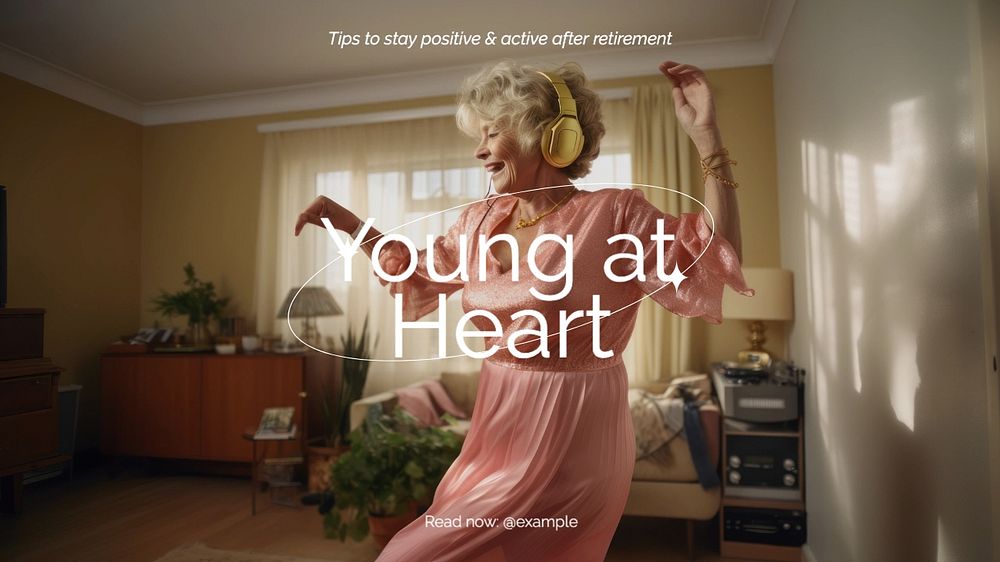 Young at heart blog banner template, editable text