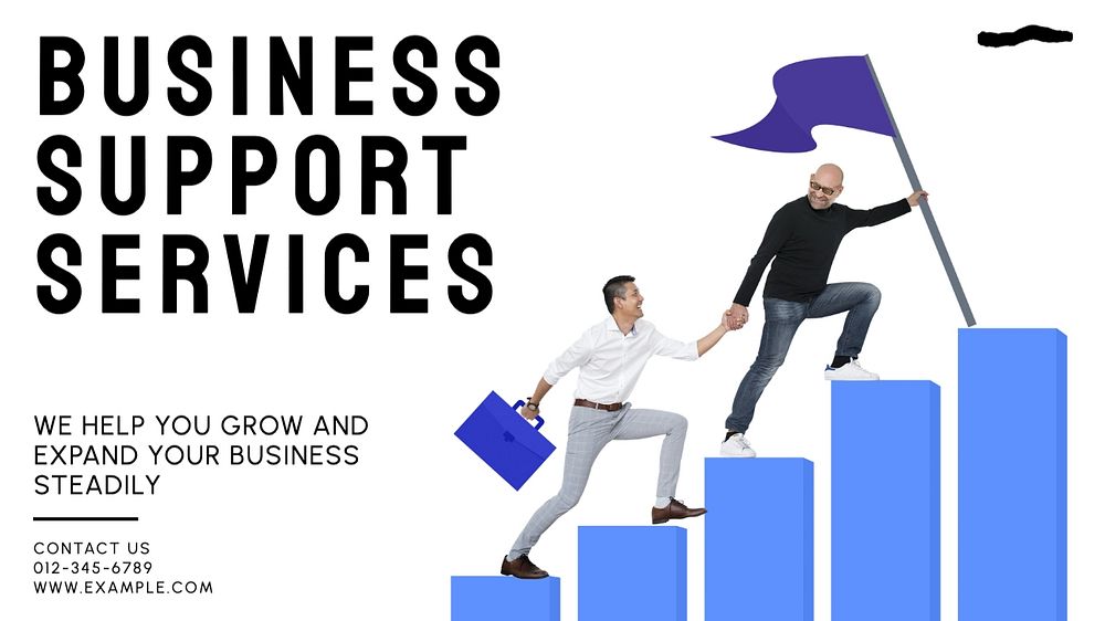 Business support services blog banner template, editable text