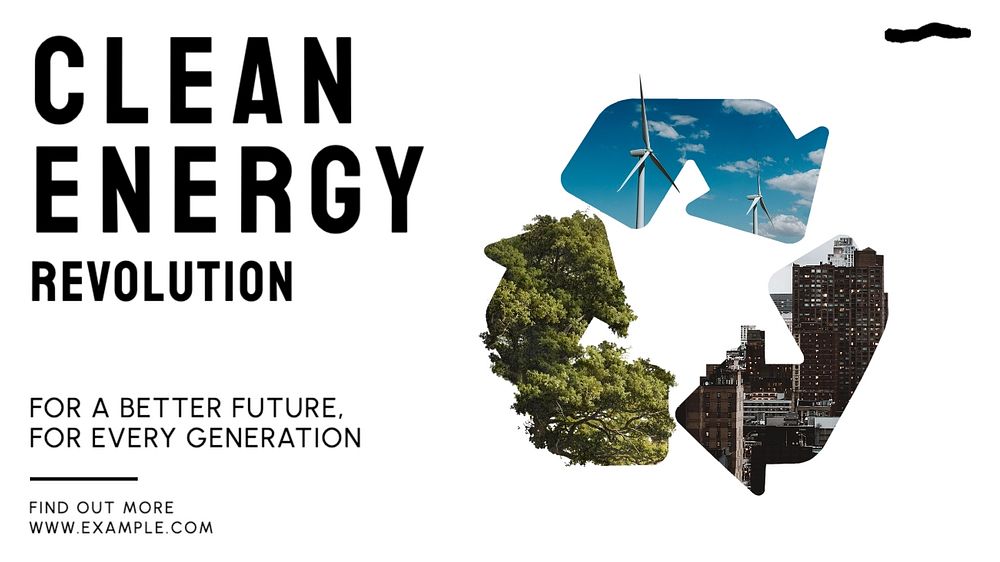 Clean energy revolution blog banner template, editable text