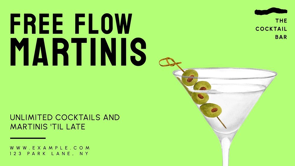 Free flow martinis blog banner template, editable text