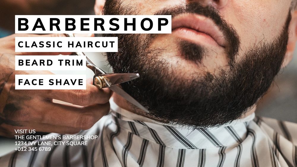 Barbershop blog banner template, editable text