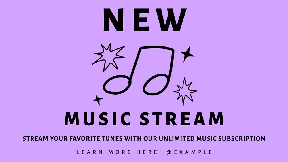 Music stream blog banner template, editable text