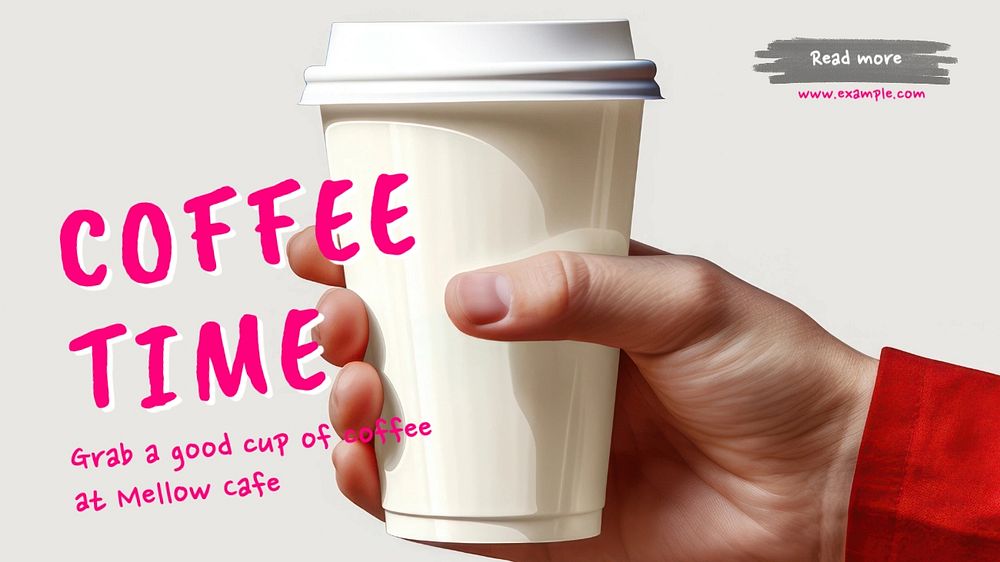 Coffee time blog banner template, editable text