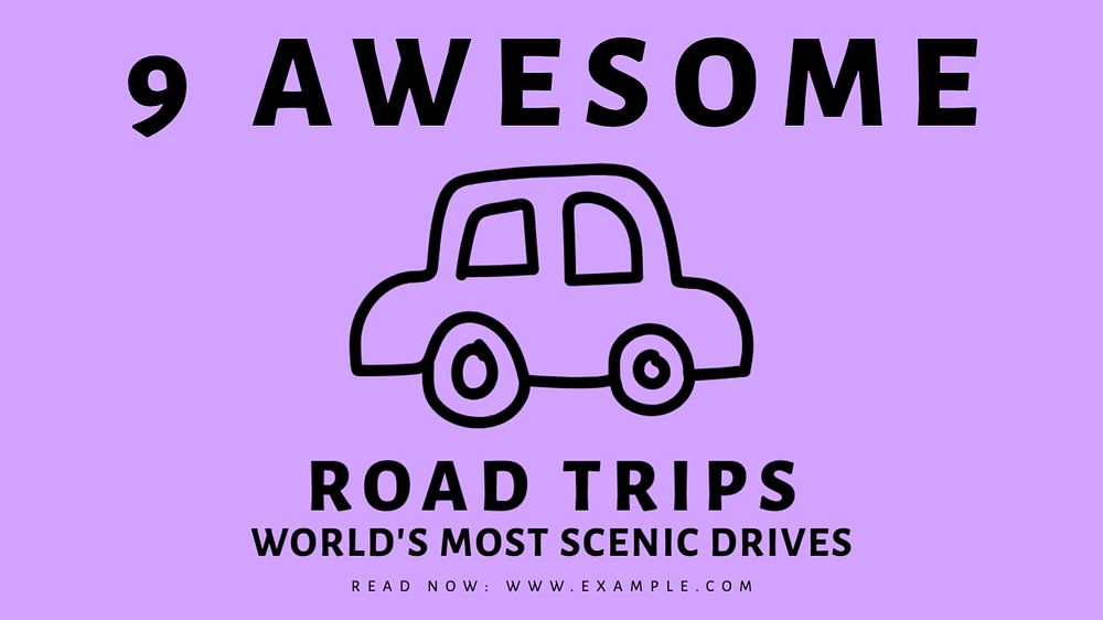 Awesome road trip blog banner template, editable text