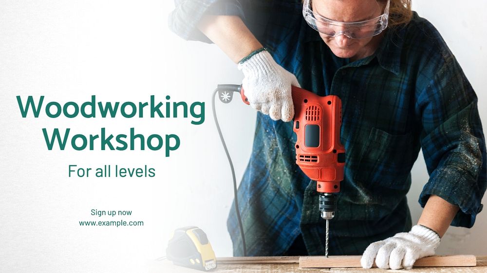 Woodworking workshop blog banner template, editable text