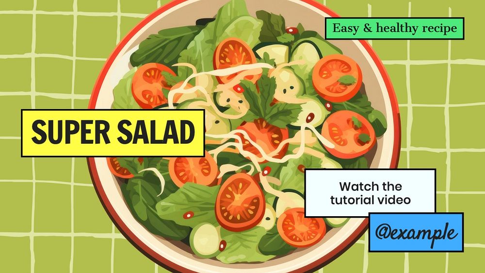 Salad recipe blog banner template, editable text