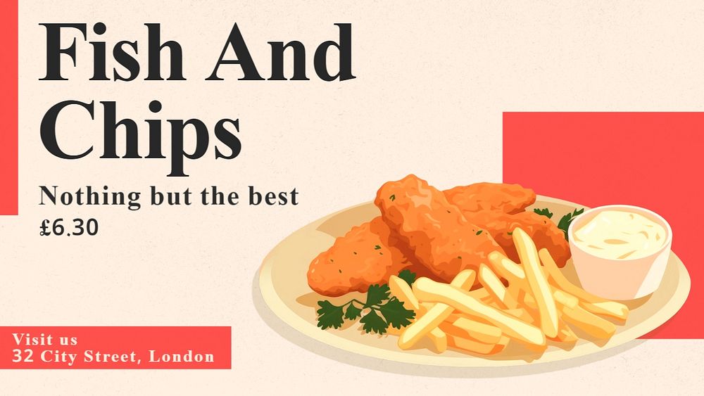 Fish and chips blog banner template