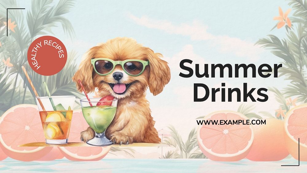 Summer drinks blog banner template, editable text