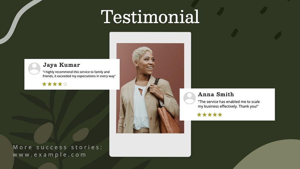 Client testimonial blog banner template, editable text